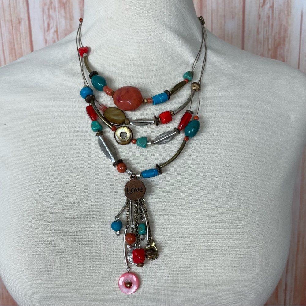 Chico's Multi-Layer Multi-Color Beaded Necklace - image 1